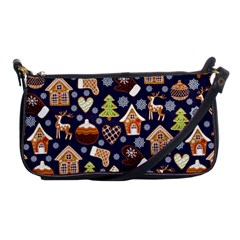 Winter-seamless-patterns-with-gingerbread-cookies-holiday-background Shoulder Clutch Bag