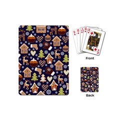 Winter-seamless-patterns-with-gingerbread-cookies-holiday-background Playing Cards Single Design (mini) by Wegoenart