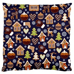 Winter-seamless-patterns-with-gingerbread-cookies-holiday-background Standard Flano Cushion Case (one Side) by Wegoenart