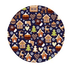 Winter-seamless-patterns-with-gingerbread-cookies-holiday-background Mini Round Pill Box (pack Of 3) by Wegoenart