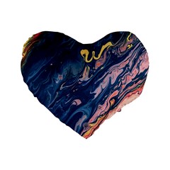 Liquid Abstract Paint Texture Standard 16  Premium Flano Heart Shape Cushions by Wegoenart