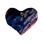 Liquid abstract paint texture Standard 16  Premium Flano Heart Shape Cushions Back