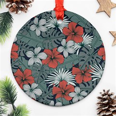 Seamless-floral-pattern-with-tropical-flowers Round Ornament (two Sides) by Wegoenart