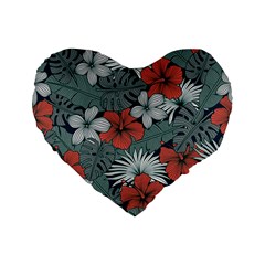 Seamless-floral-pattern-with-tropical-flowers Standard 16  Premium Flano Heart Shape Cushions by Wegoenart