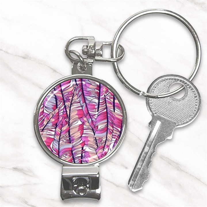 Beautiful-boho-seamless-pattern-with-pink-feathers Nail Clippers Key Chain