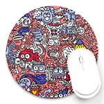 Hand-drawn-vector-illustration-doodle-funny-world-illustrator-line-tools-drawing-flat-design Round Mousepad Front