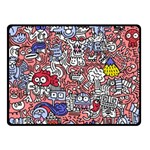 Hand-drawn-vector-illustration-doodle-funny-world-illustrator-line-tools-drawing-flat-design Fleece Blanket (Small) 50 x40  Blanket Front