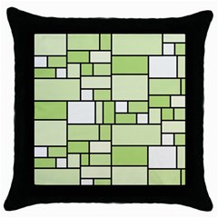 Green-geometric-digital-paper Throw Pillow Case (black) by Wegoenart