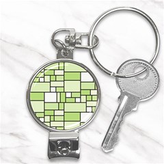 Green-geometric-digital-paper Nail Clippers Key Chain by Wegoenart