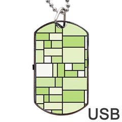 Green-geometric-digital-paper Dog Tag Usb Flash (two Sides) by Wegoenart