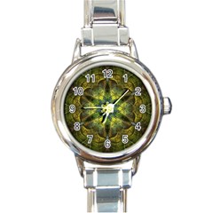 Fractal Fantasy Design Background Round Italian Charm Watch by Wegoenart