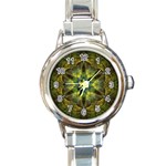 Fractal Fantasy Design Background Round Italian Charm Watch Front