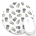 Cute Seamless Pattern With Koala Panda Bear Round Mousepad Front