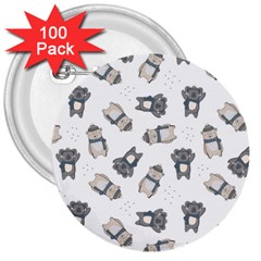 Cute Seamless Pattern With Koala Panda Bear 3  Buttons (100 Pack)  by Wegoenart