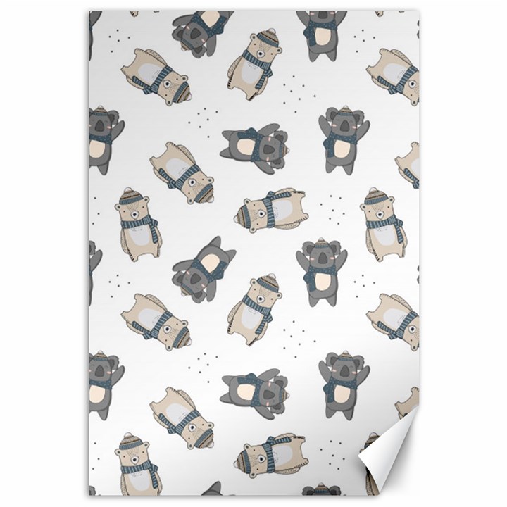 Cute Seamless Pattern With Koala Panda Bear Canvas 12  x 18 