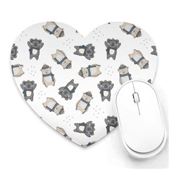 Cute Seamless Pattern With Koala Panda Bear Heart Mousepad by Wegoenart