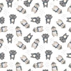 Cute Seamless Pattern With Koala Panda Bear Play Mat (rectangle)