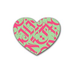 Pattern Ornament Gothic Style Elegant Font Tattoos Rubber Heart Coaster (4 pack)