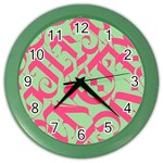 Pattern Ornament Gothic Style Elegant Font Tattoos Color Wall Clock Front