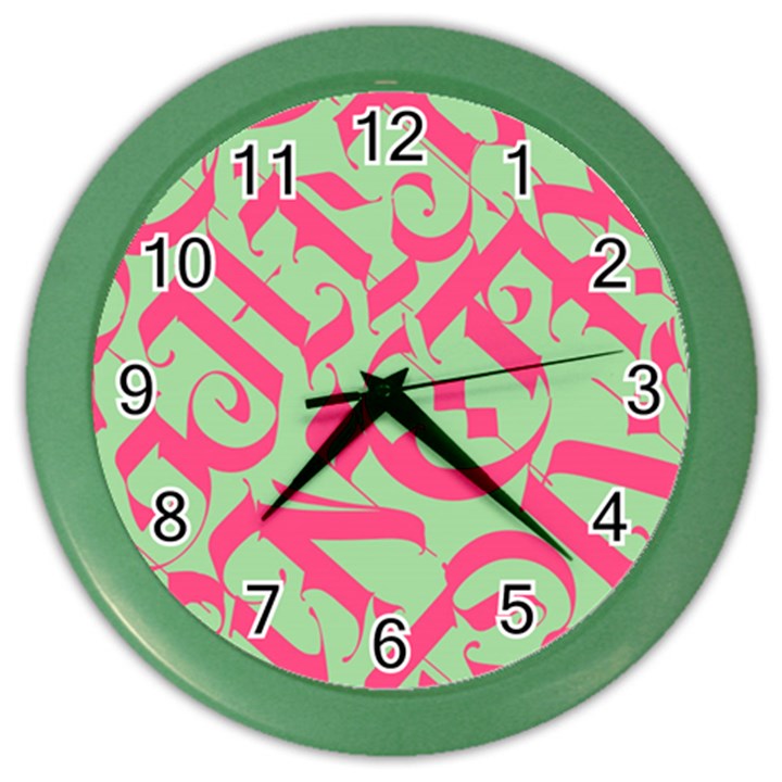 Pattern Ornament Gothic Style Elegant Font Tattoos Color Wall Clock