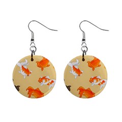 Gold Fish Seamless Pattern Background Mini Button Earrings