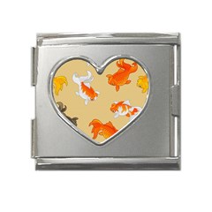 Gold Fish Seamless Pattern Background Mega Link Heart Italian Charm (18mm)