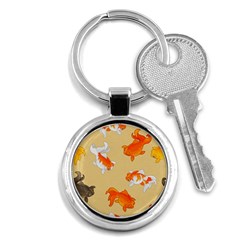 Gold Fish Seamless Pattern Background Key Chain (Round)