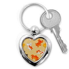 Gold Fish Seamless Pattern Background Key Chain (Heart)