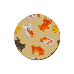 Gold Fish Seamless Pattern Background Rubber Coaster (Round)