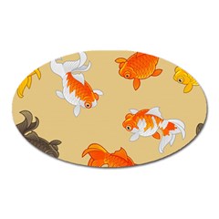 Gold Fish Seamless Pattern Background Oval Magnet