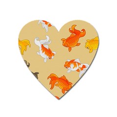 Gold Fish Seamless Pattern Background Heart Magnet