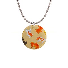 Gold Fish Seamless Pattern Background 1  Button Necklace