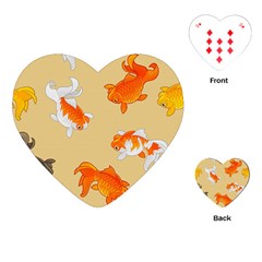 Gold Fish Seamless Pattern Background Playing Cards Single Design (Heart)