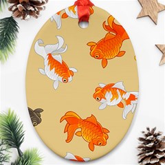 Gold Fish Seamless Pattern Background Oval Ornament (Two Sides)