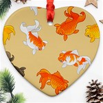 Gold Fish Seamless Pattern Background Heart Ornament (Two Sides) Front