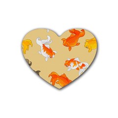 Gold Fish Seamless Pattern Background Rubber Coaster (heart) by Wegoenart