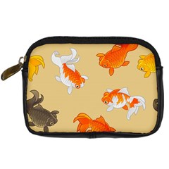 Gold Fish Seamless Pattern Background Digital Camera Leather Case