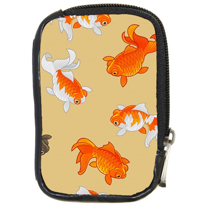 Gold Fish Seamless Pattern Background Compact Camera Leather Case