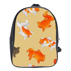 Gold Fish Seamless Pattern Background School Bag (Large)