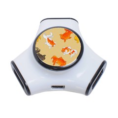 Gold Fish Seamless Pattern Background 3-Port USB Hub