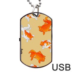 Gold Fish Seamless Pattern Background Dog Tag USB Flash (Two Sides)