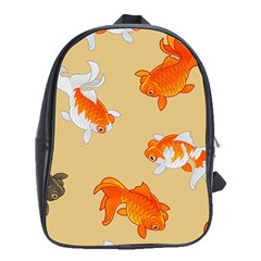 Gold Fish Seamless Pattern Background School Bag (XL)