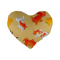 Gold Fish Seamless Pattern Background Standard 16  Premium Heart Shape Cushions