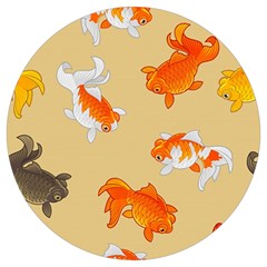 Gold Fish Seamless Pattern Background Round Trivet