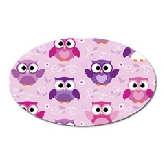 Seamless Cute Colourfull Owl Kids Pattern Oval Magnet by Wegoenart