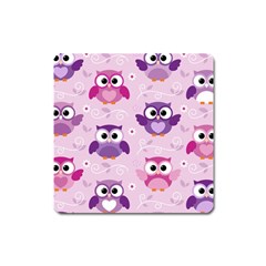 Seamless Cute Colourfull Owl Kids Pattern Square Magnet by Wegoenart