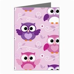 Seamless Cute Colourfull Owl Kids Pattern Greeting Card by Wegoenart