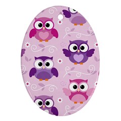 Seamless Cute Colourfull Owl Kids Pattern Oval Ornament (two Sides) by Wegoenart