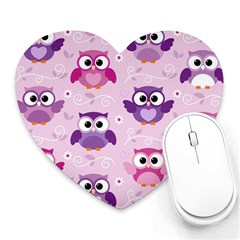 Seamless Cute Colourfull Owl Kids Pattern Heart Mousepad by Wegoenart