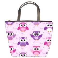 Seamless Cute Colourfull Owl Kids Pattern Bucket Bag by Wegoenart